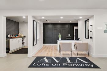 A black and white foyer